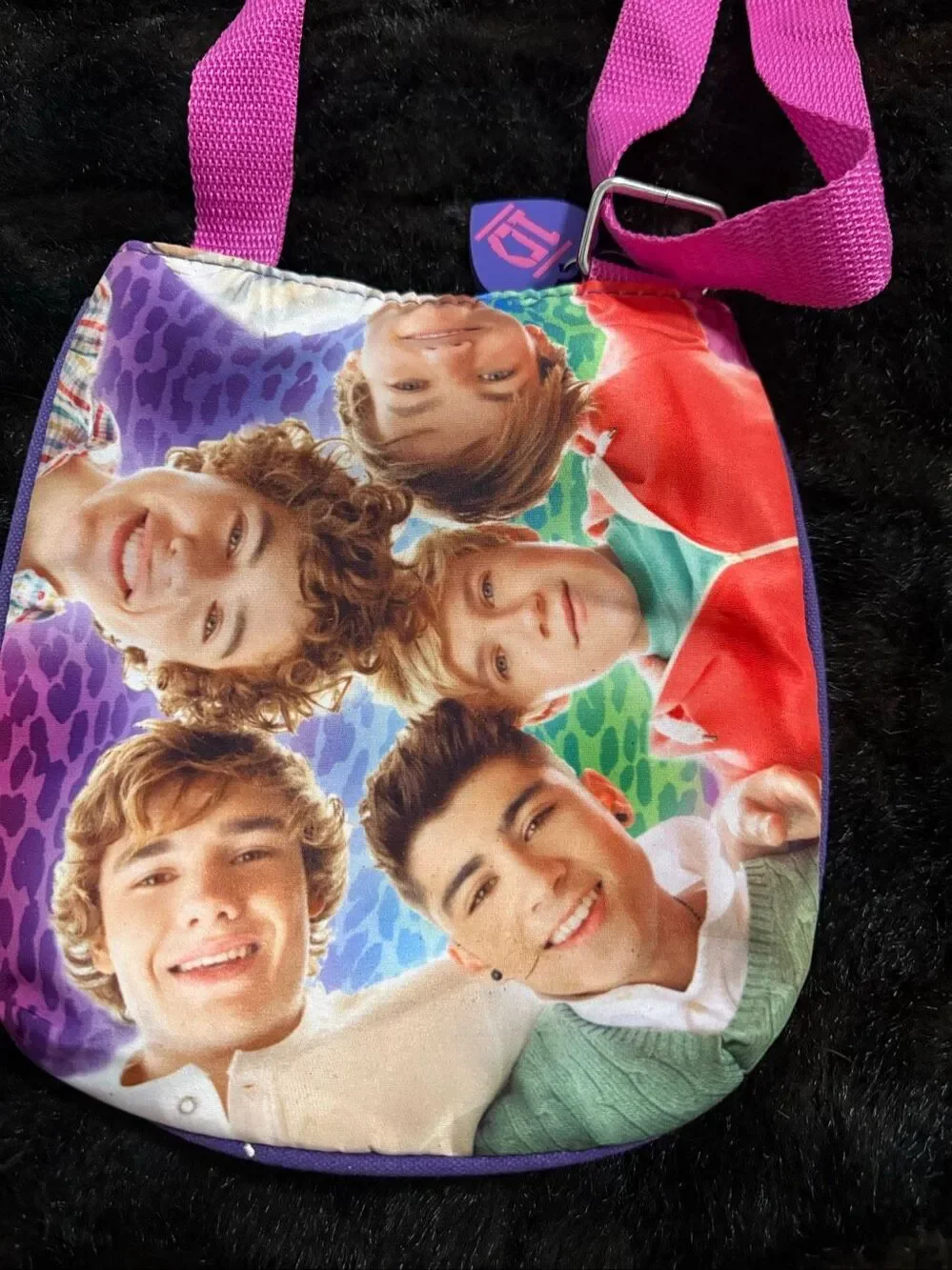 One Direction Girls Purse Cross Body Tote Bag Handbag Pink Purple 1D